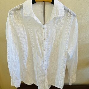 Aerie White Textured oversized top